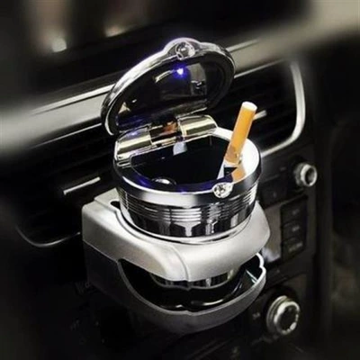 Car ashtray — Ashtray, Hanging Car Cup - air-outlet-bracket-luxury-silver-ashtray-with-light