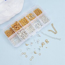 10格金银饰品配件组合套装龙虾扣定位珠电镀饰品手工dIY套装盒装