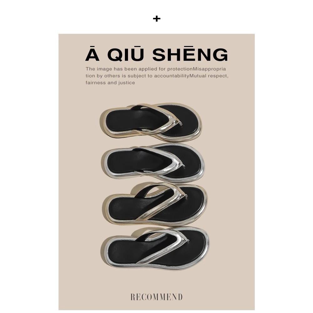 Chao no sur ~ flip flops para mujeres 2025 nuevo verano exterior plano zapatillas de mujer zapatillas de plata perezosas