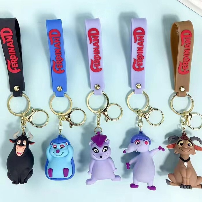 New cross-border creative cartoon bull adventures doll key chain pendant bag car key chain wholesale New cross-border creative cartoon bull adventures doll key chain pendant bag car key chain wholesale