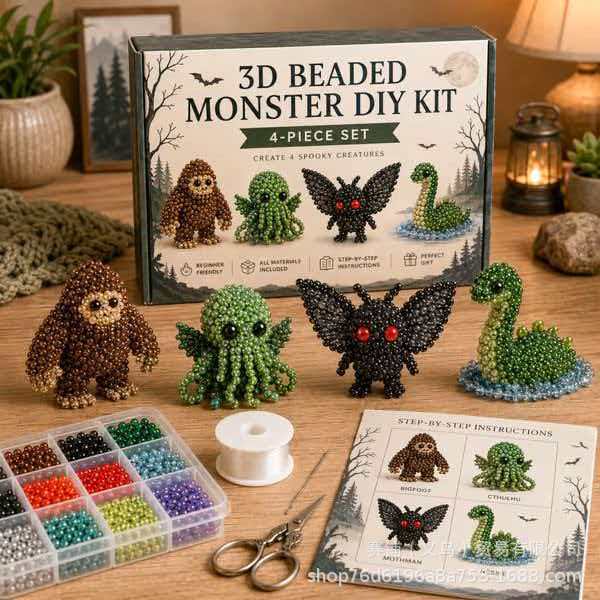 跨境亚马逊爆款 3D Beaded Animal Craft Kit 手工DIY串珠套件