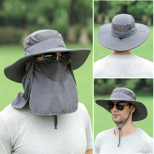 Sunshade Hat for Men, Summer Outdoor Sun Protection Fisherman Hat, Removable Breathable Sunglasses Hat, Neck Covering Face Shield Fishing Hat