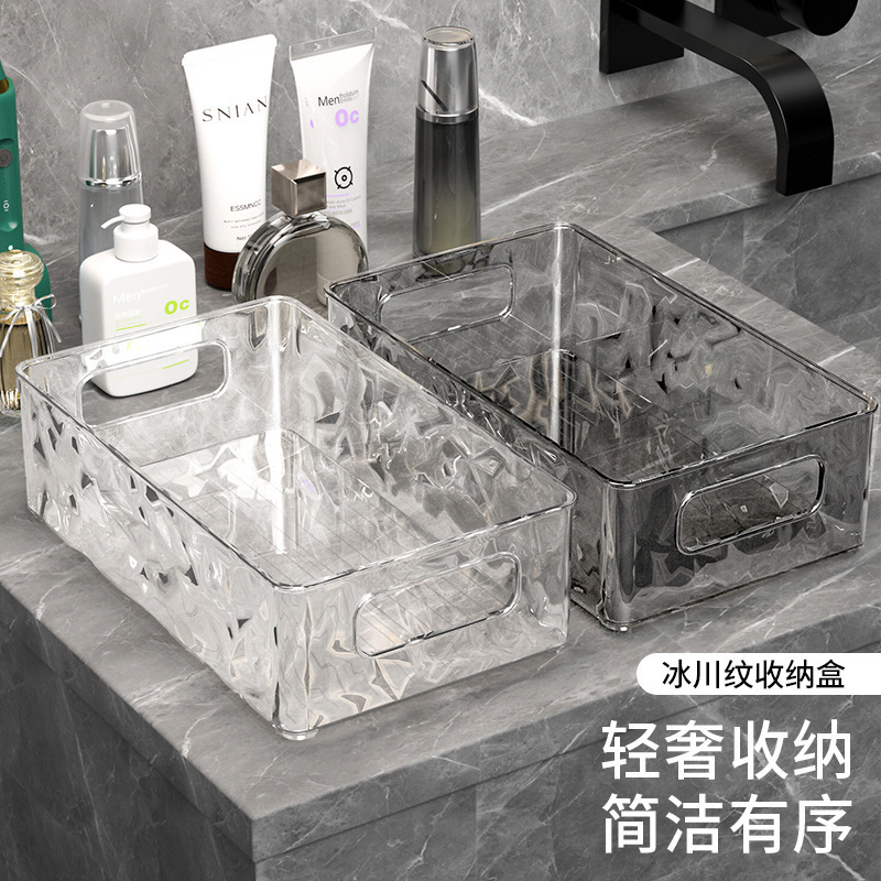 Caja de almacenamiento de escritorio de patrón glacial, almacenamiento de cosméticos, inodoro, sala de estar, fábrica de caja de almacenamiento de acabado doméstico