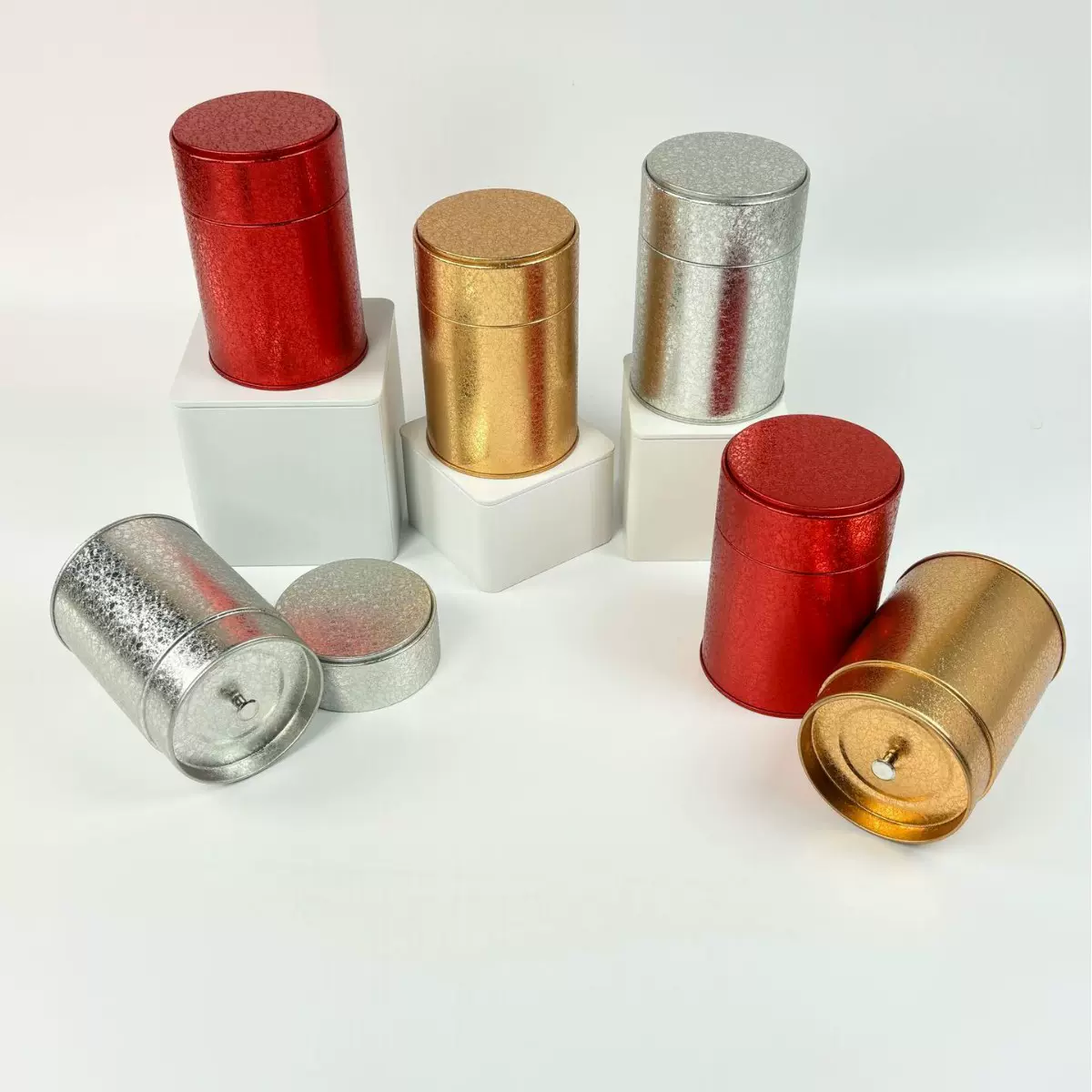 冰裂纹茶叶圆铁罐密封防潮茶叶罐乌龙茶红茶绿茶台湾铁罐单丛铁罐