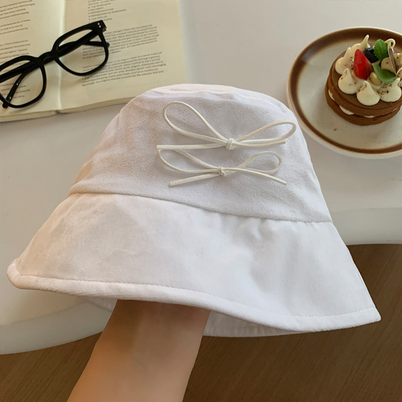 Corea del Sur retro botón rojo sombrero pescador mujer primavera y verano nicho de alta sensación de cara pequeña sombrero delgado sombrero de bañera