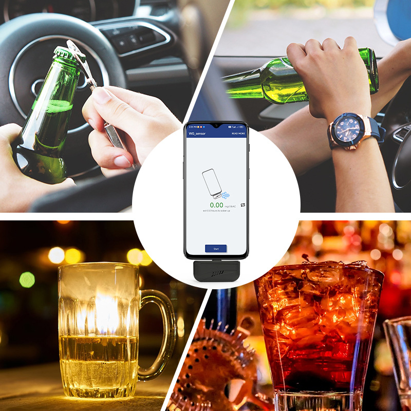 Cross-border ebay Android alcohol tester mini portable alcohol tester to measure overnight alcohol FCC ID