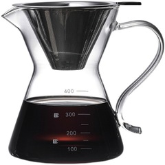 2F手沖咖啡壺S把高崩玻璃手柄帶刻度分享壺滴漏過咖啡過濾杯