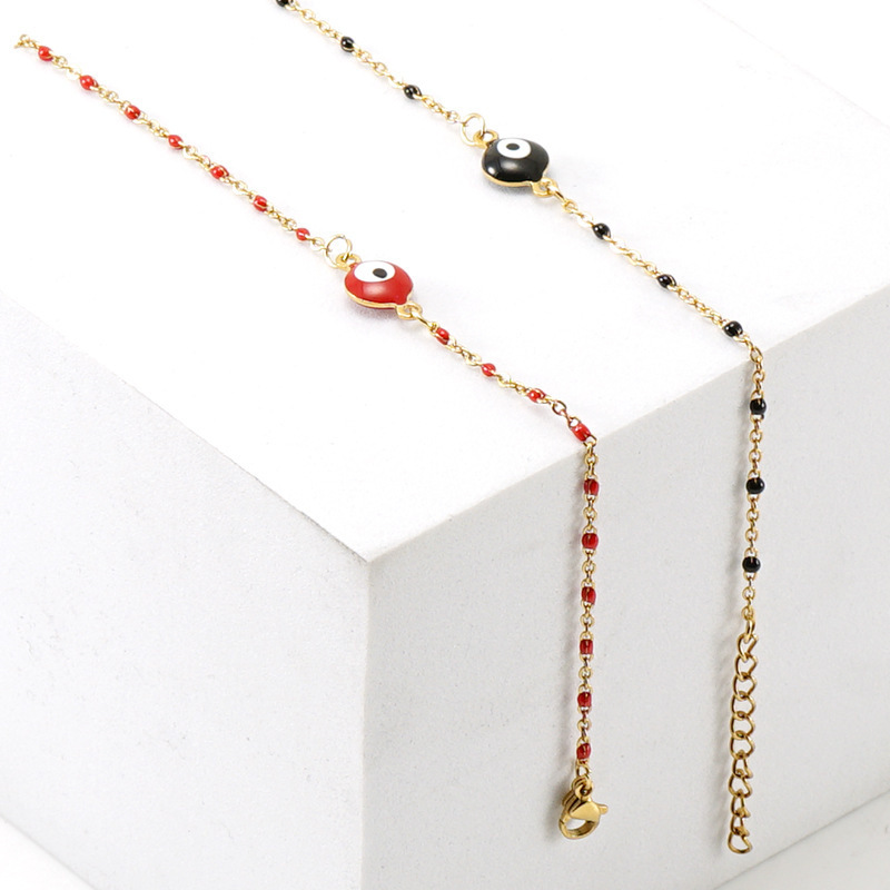 European and American Turkish Evil Eye Red Stainless Steel Bracelet for Women 18K Titanium Steel Round Eye Bead Evil Eye Bracelet European and American Turkish Evil Eye Red Stainless Steel Bracelet for Women 18K Titanium Steel Round Eye Bead Evil Eye Bracelet