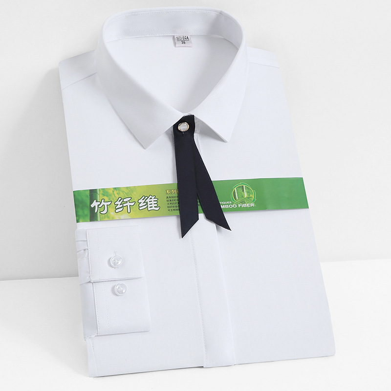 Bamboo Fiber Long Sleeve Shirt Women's Business Casual Shirt Elastic Non-ironing Solid Color Custom Embroidered logo Business Dress Bamboo Fiber Long Sleeve Shirt Women's Business Casual Shirt Elastic Non-ironing Solid Color Custom Embroidered logo Business Dress