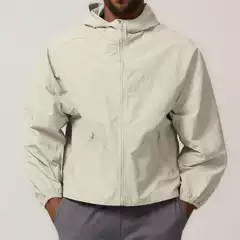 Men's American Style Zip-Up Hooded Outdoor Windbreaker Jacket with Water-Resistant Finish for Hiking Camping City Walk 1024