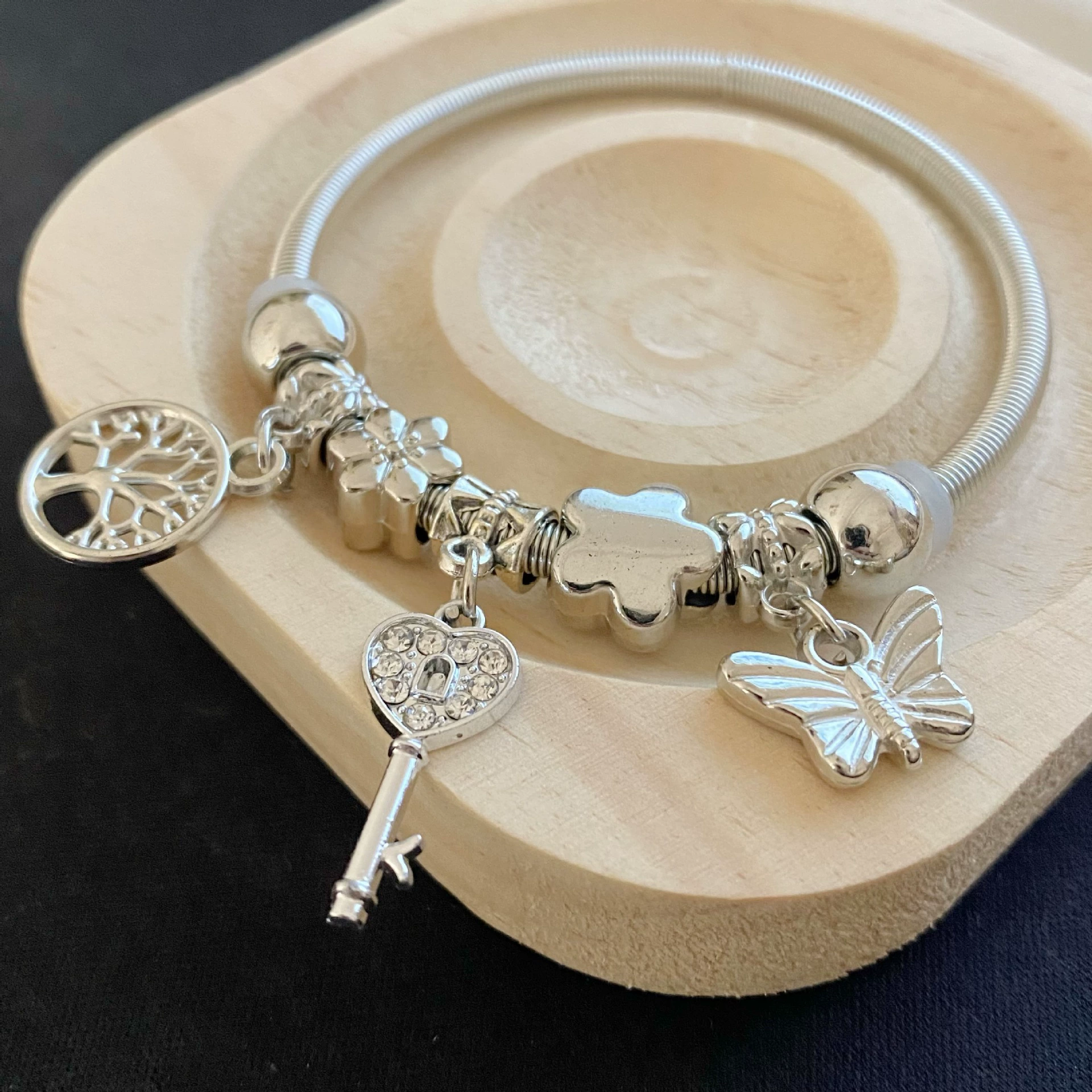 Серебряный женский браслет, браслет из бус handmade, стиль легкого люкса, простой и элегантный дизайн, (торговля через границу)