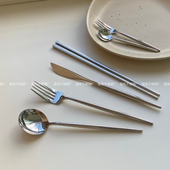 中実丸柄鏡面ポルトガル304ステンレスナイフフォークステーキ食器セット家庭用スプーンホテル