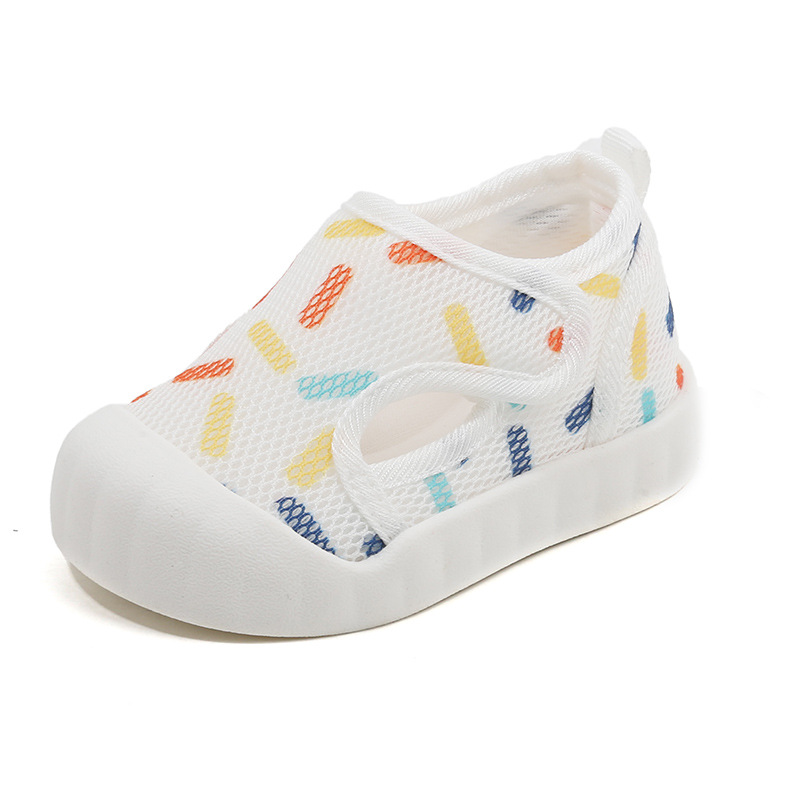 Zapatos de tela de malla para bebés primavera y otoño zapatos de una sola capa de fondo suave 1-2-3 años de edad zapatos para niños pequeños zapatos funcionales zapatos transpirables de primavera y otoño para niños