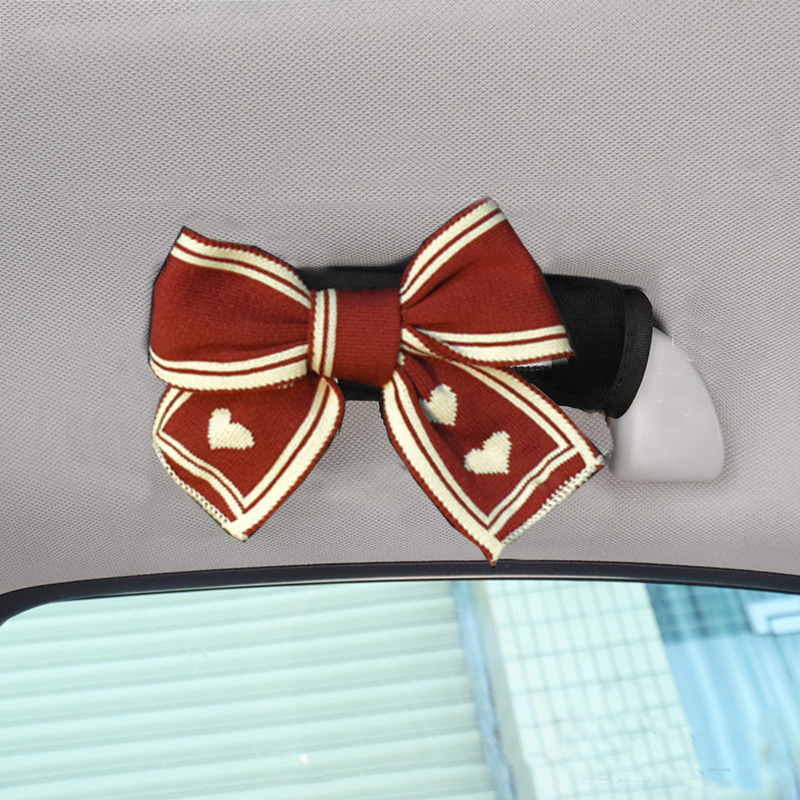 Tejido amor arco mango de automóvil guante de freno interior mango de puerta cubierta de protección mango de techo decoración