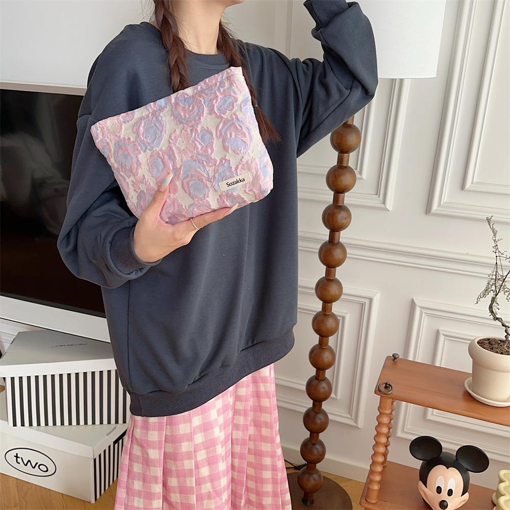 31075 Elegant embossed jacquard canvas small bag, ladies' handbag, clutch, toiletries storage bag, makeup bag undefined