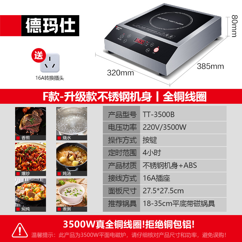 모델 F 업그레이드 스테인레스 스틸 본체丨전체 구리 코일(16A 소켓 포함)-TT-350