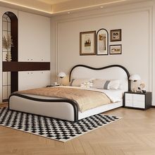 法式复古生态床主卧室双人布艺床现代简约小户型波浪软包家用主卧