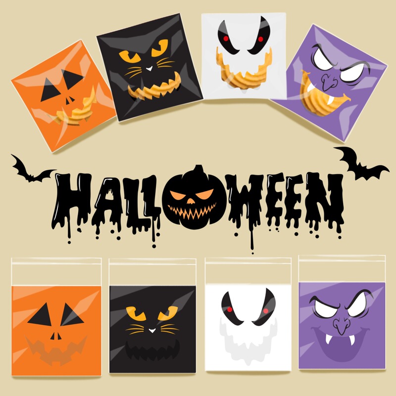 ハロウィンキャンディバッグカボチャゴースト粘着バッグベーキング包装ジップロックバッグクッキースノーフレークビスケットOPPバッグ|undefined