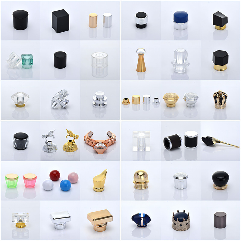 in stock black acrylic ABS perfume bottle cap 13 bayonet 15 bayonet resin cap cylindrical weighted magnetic cap