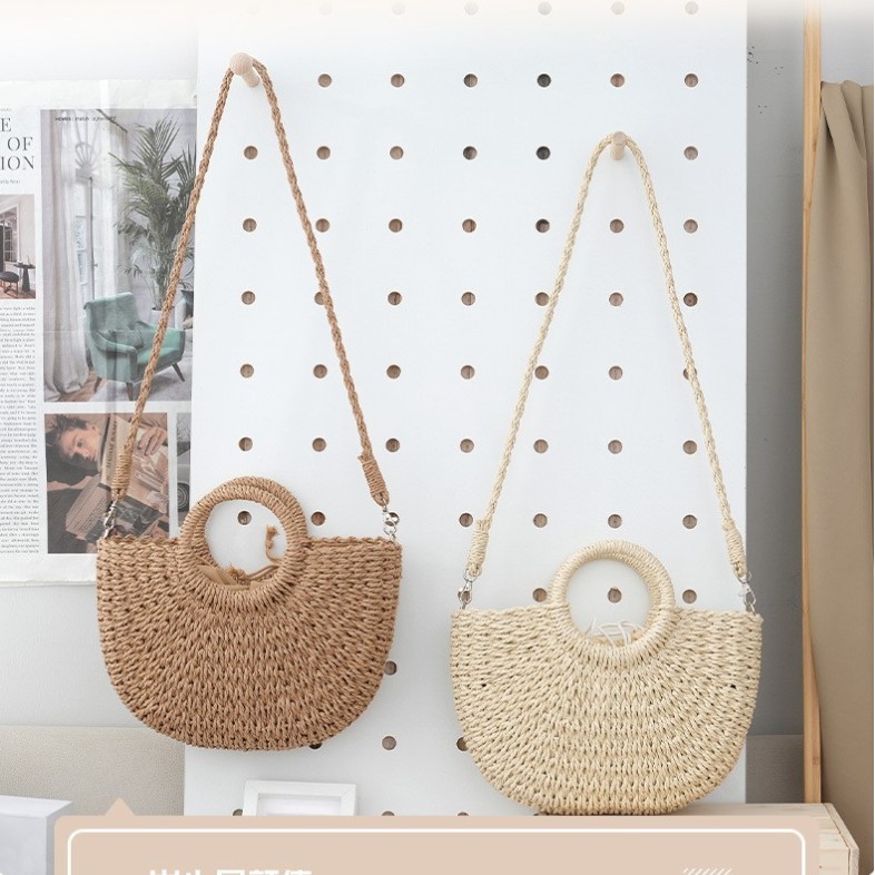Manufacturer wholesale 2026 new cross-border fashion crossbody bag, beach bag, handmade woven bag, straw bag, women's shoulder bag