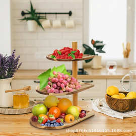 跨境木质蛋糕甜点收纳架实木客厅零食水果架三层多用途置物架