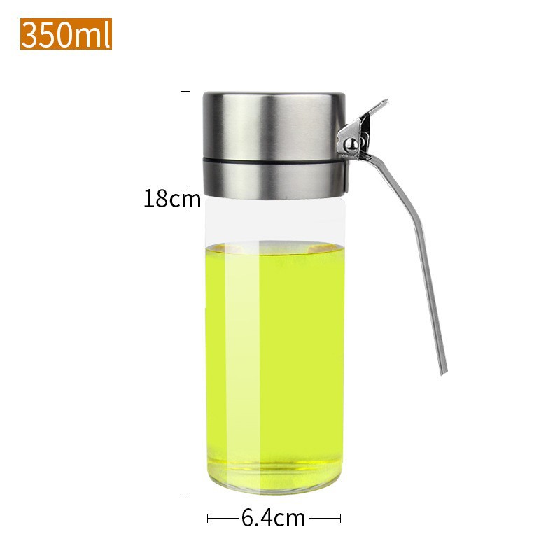 Botella de aceite de vidrio para el hogar, recipiente de aceite con tapa de acero inoxidable para cocina, tanque de aceite, recipiente para salsa de soja y vinagre, caja de condimentos a prueba de fugas, tarro de condimentos, recipiente para aceite
