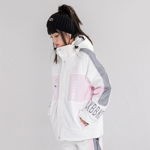 New children's ski suit for boys and girls, winter outdoor windproof and water-resistant, warm and thick ski jacket