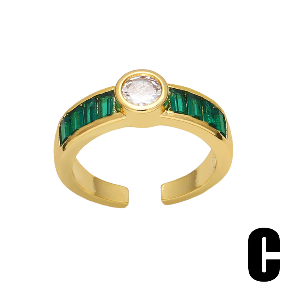 Fashion Round Copper Open Ring Plating Inlay Zircon Copper Rings