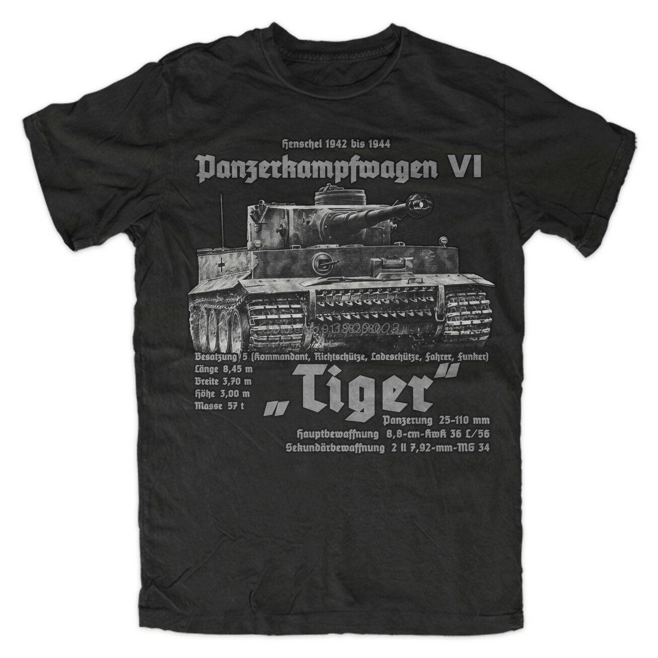 German Armored Troops Tiger Tank Printed T-Shirt Royal Armou