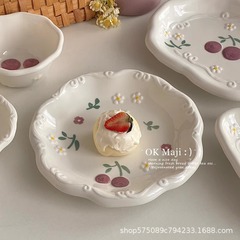 高颜値釉薬下彩料理皿クリエイティブかわいい食器セラミック皿皿家庭用デザート朝食皿