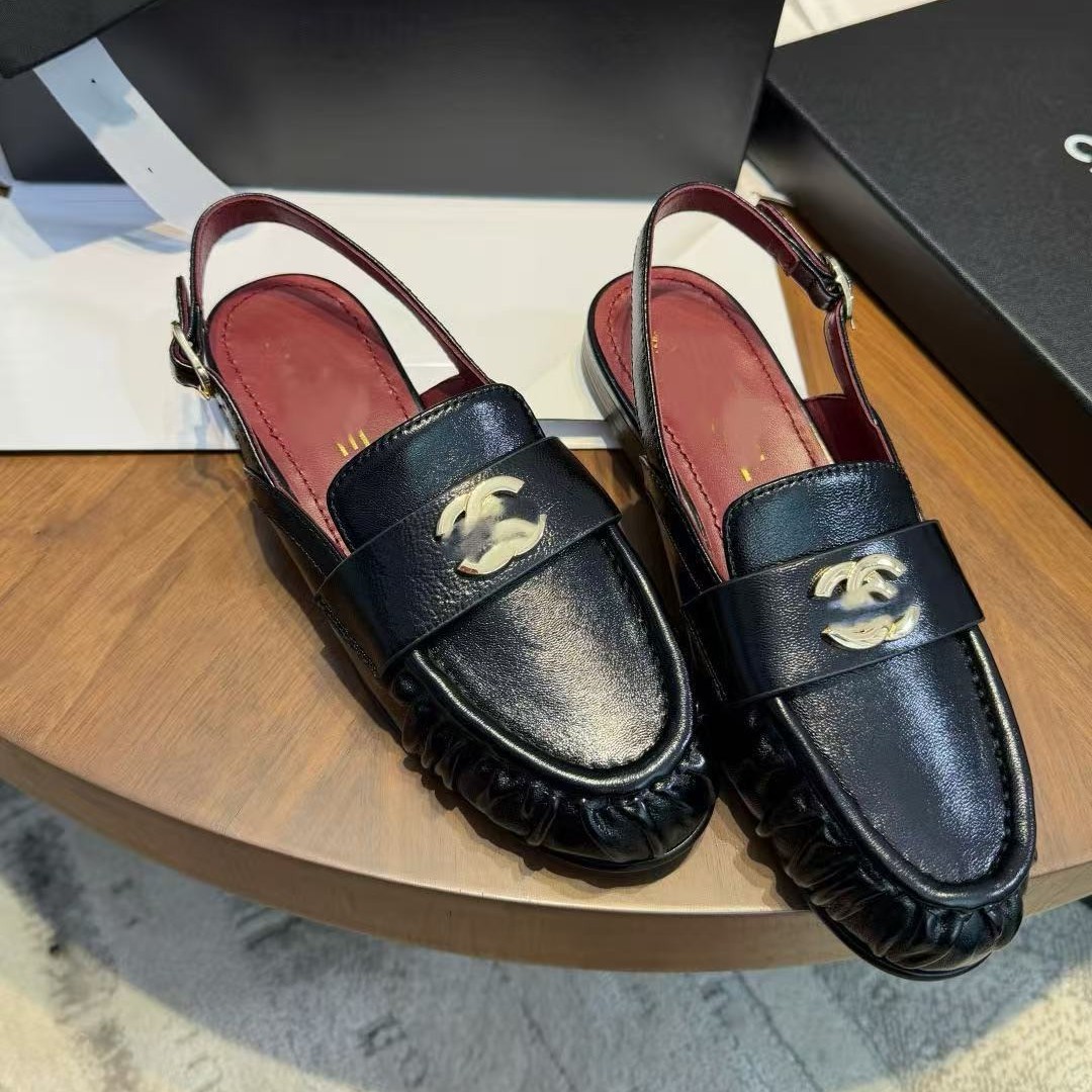 26 new styles of Chanel-inspired soft leather low-heel loafers, pleated, versatile, comfortable slip-on mules for women