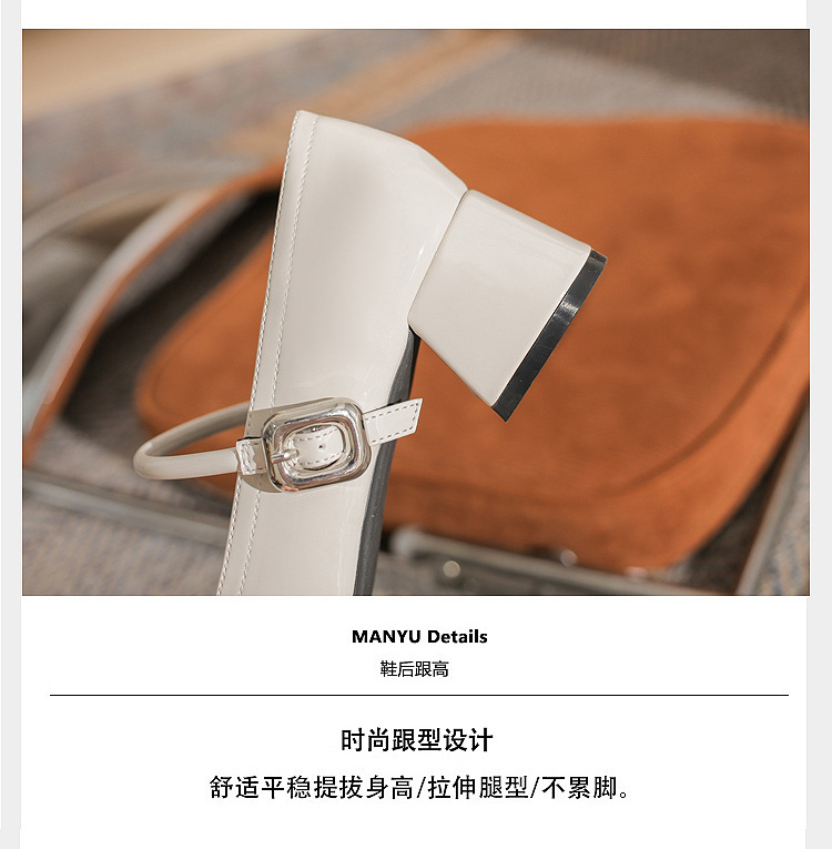 Giày Mary Jane nữ gót thô Jin Gang MY4506 da mùa xuân thu — Màu đen chi tiết 6