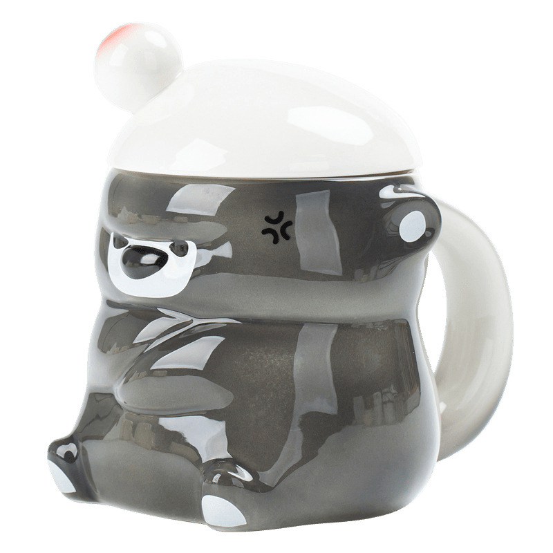 Tazas de cerámica de leche de cabeza plana, tazas de café de dibujos animados, tazas de agua de pareja, regalos de interés transfronterizo