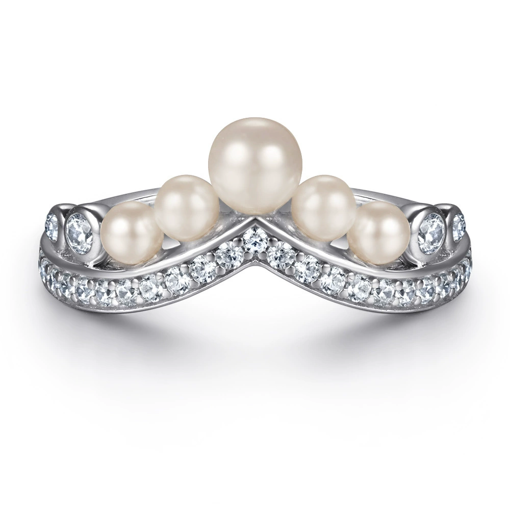 Set pearl drop-shaped, wedding ring, Amazon, silver 925 sample