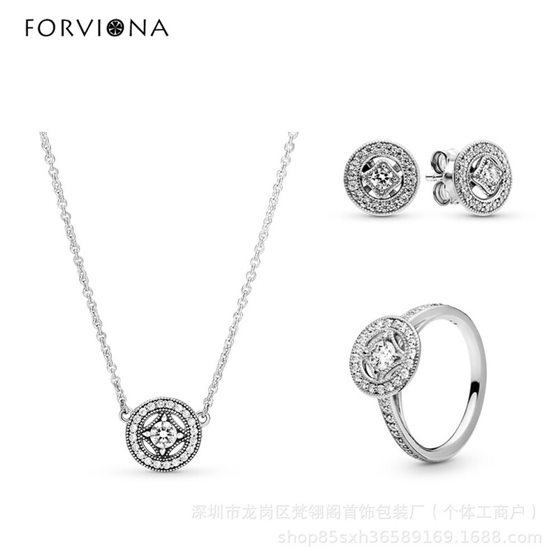 Pandora S925 Silver Necklace Rose Gold Classic Elegant Necklace Set Fashionable Simple Clavicle Chain Necklace