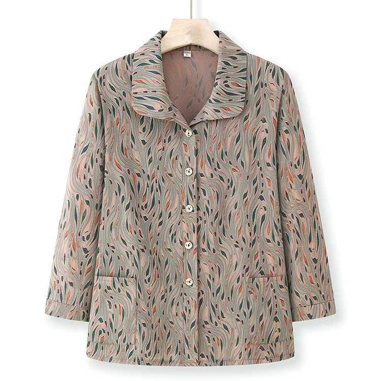 Бабушка весенняя рубашка среднего и пожилого возраста летняя одежда женская старушка с девятью рукавами одежда мама весна и осень свободная рубашка