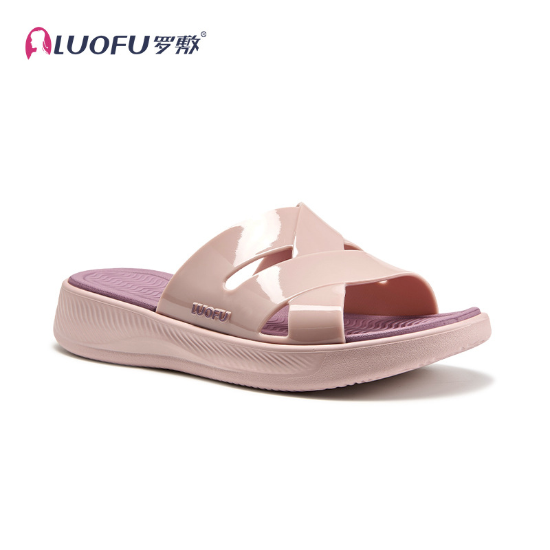 Luoshu2025 nuevas zapatillas de base suave antideslizante para damas interiores y exteriores de fondo grueso para el hogar de moda no olor a los pies resistentes al desgaste