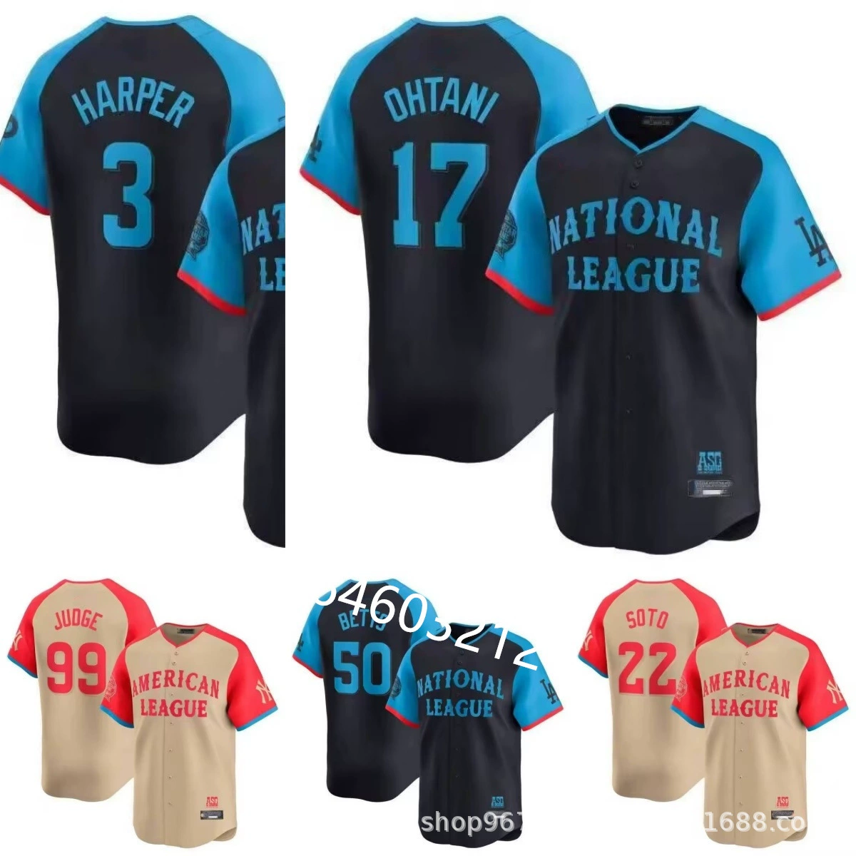 Доджерс 17 #   Футболка Охтани, футболка All-Star, вышитая бейсбольная форма Охтани Шуго, оптовая торговля, дропшипинг