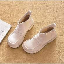 包邮2025新款秋季平跟短靴单靴短筒平底马丁靴踝靴圆头女靴子