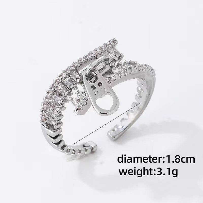Großhandel Einfacher Stil Herzform Kupfer Offener Ring display picture 10