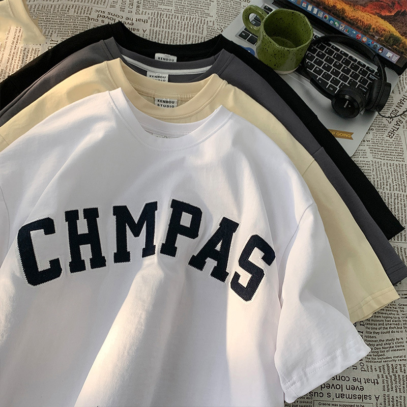 letter printing Short sleeved T-shirt summer American style ins lovers Easy T-shirts T-shirt Heavy Cotton Half