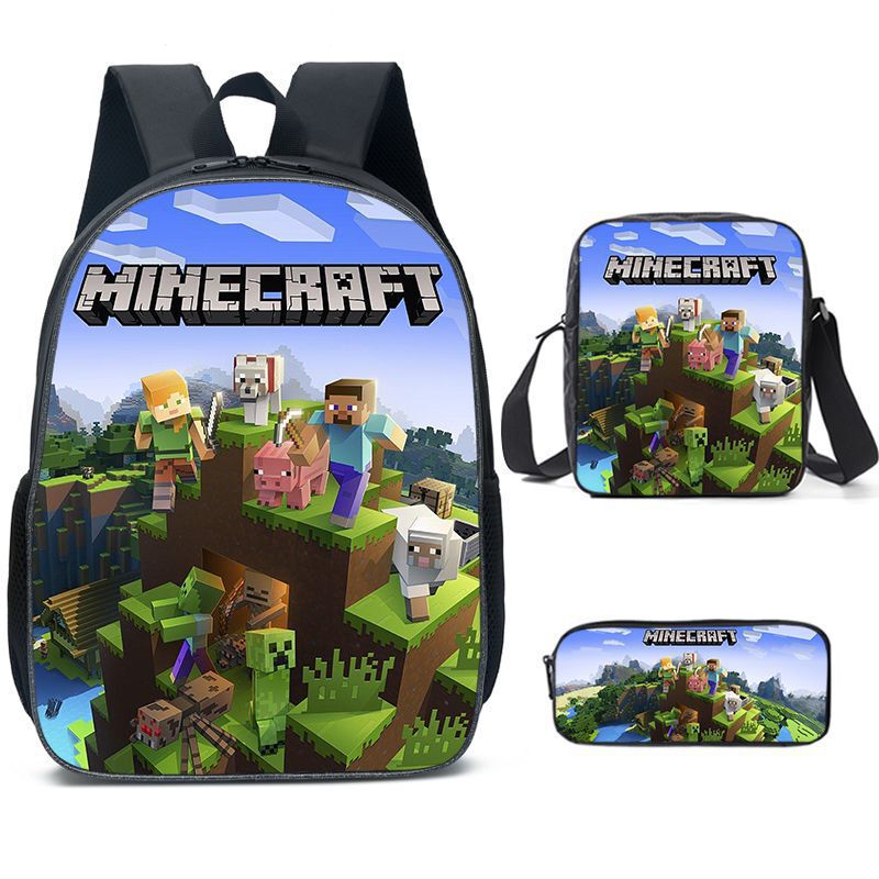 Cross-border new products MINECRAFT primary and secondary school students' schoolbags my world game peripheral backpack three-piece wholesale