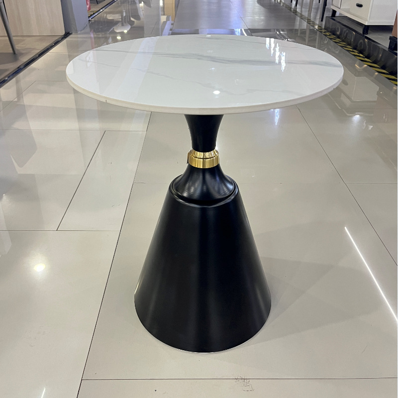 Designer Light Luxury Minimalist Hotel Room Side Table, Golden Reception Coffee Table, Slate Iron Art Corner Table for Home Use