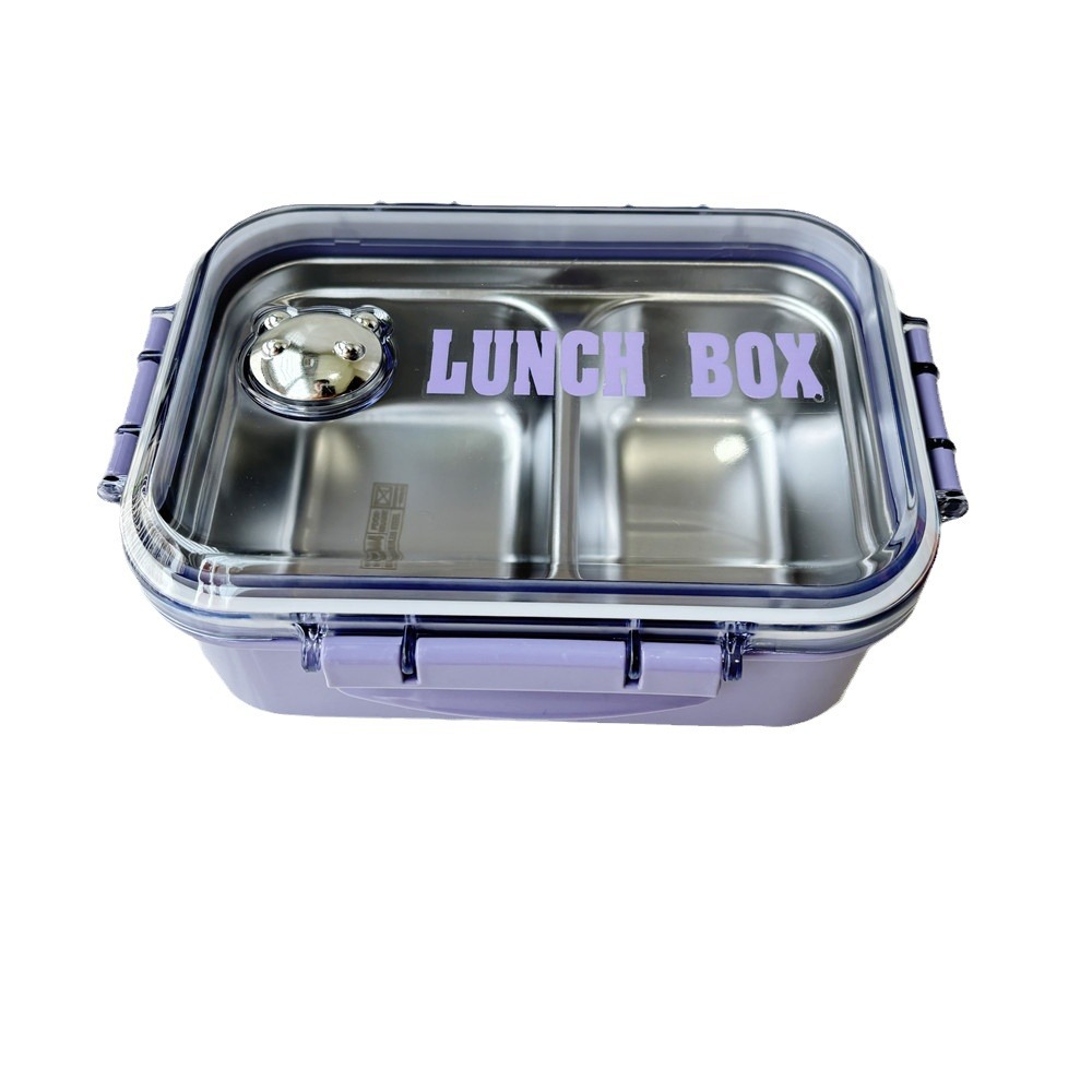 Lunch box di lusso leggero in acciaio inossidabile 304, due scomparti, per studenti, impiegati, isolamento alimentare_voghion.com