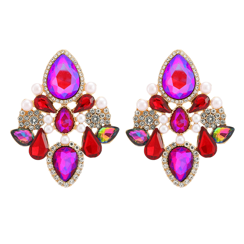 Retro Lady Simple Style Water Droplets Rhinestone Inlay Artificial Gemstones Women's Drop Earrings display picture 3