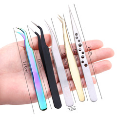 Stainless steel hardware tweezers, straight electronic tweezers, precision thickened anti-static tweezers, pointed head, bent head, nail art tweezers
