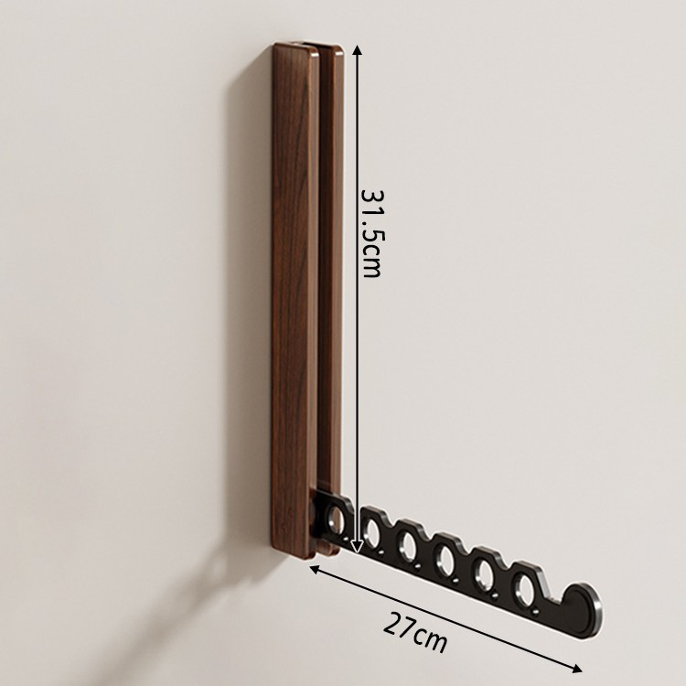 월넛 인비저블 접이식 빨래건조대 - 블랙 (펀칭 없음/펀칭 겸용)