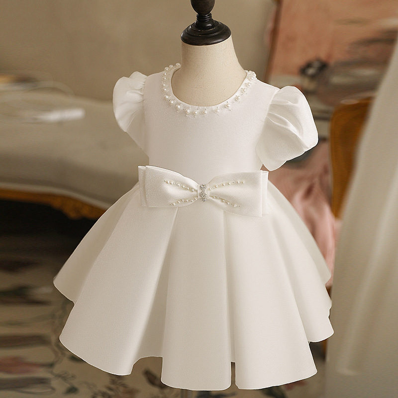 Baby's stylish birthday dress 2024 spring new girl dress 100th day host piano performance princess dress puff dress