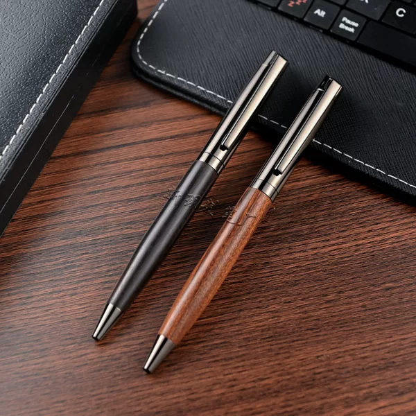 Wood grain metal signature pen rosewood ball pen ebony neutral pen gift advertising pen logo wholesale