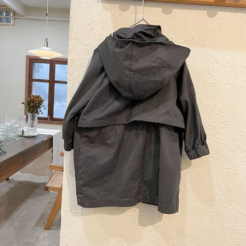 Children's coat mid-length hooded windbreaker for boys and girls  new spring and autumn Korean style loose baby coat